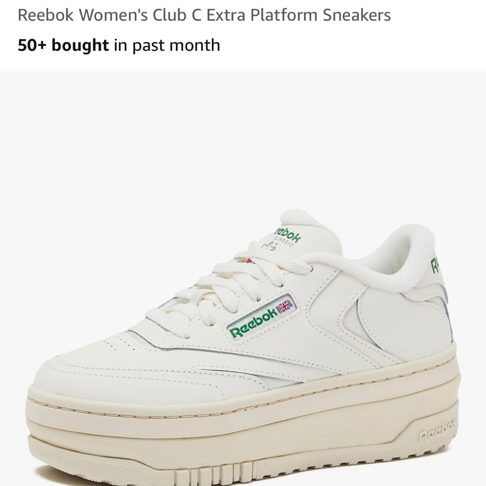 Reebok Women's Club C Extra Platform Sneakers Chalk Size 5.5
